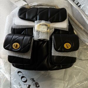 New Coach tabby quilted backpack balck